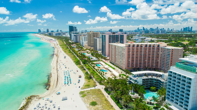 Aerial view of South Beach, Miami, Florida.