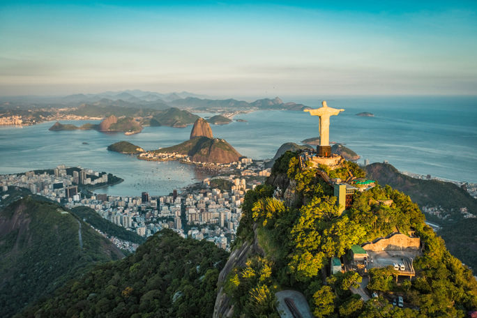 Aerial view over Rio de Janeiro, Brazil.