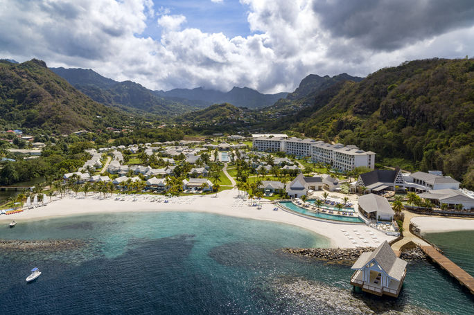 Aerial view over Sandals Saint Vincent and the Grenadines.