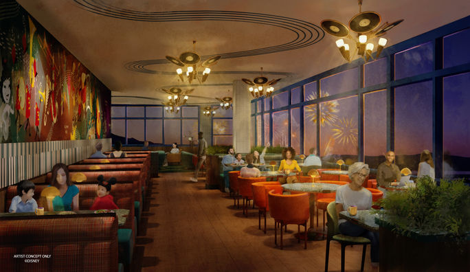 Artist's Rendering of the new High Key Club at the Disneyland Hotel.