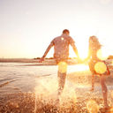 couple, romance, sunset, honeymoon, beach