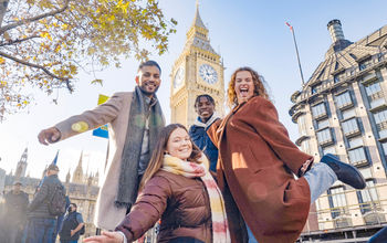 Contiki tour participants exploring London, England.