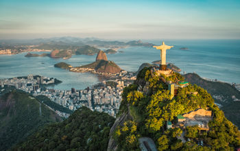 Aerial view over Rio de Janeiro, Brazil.