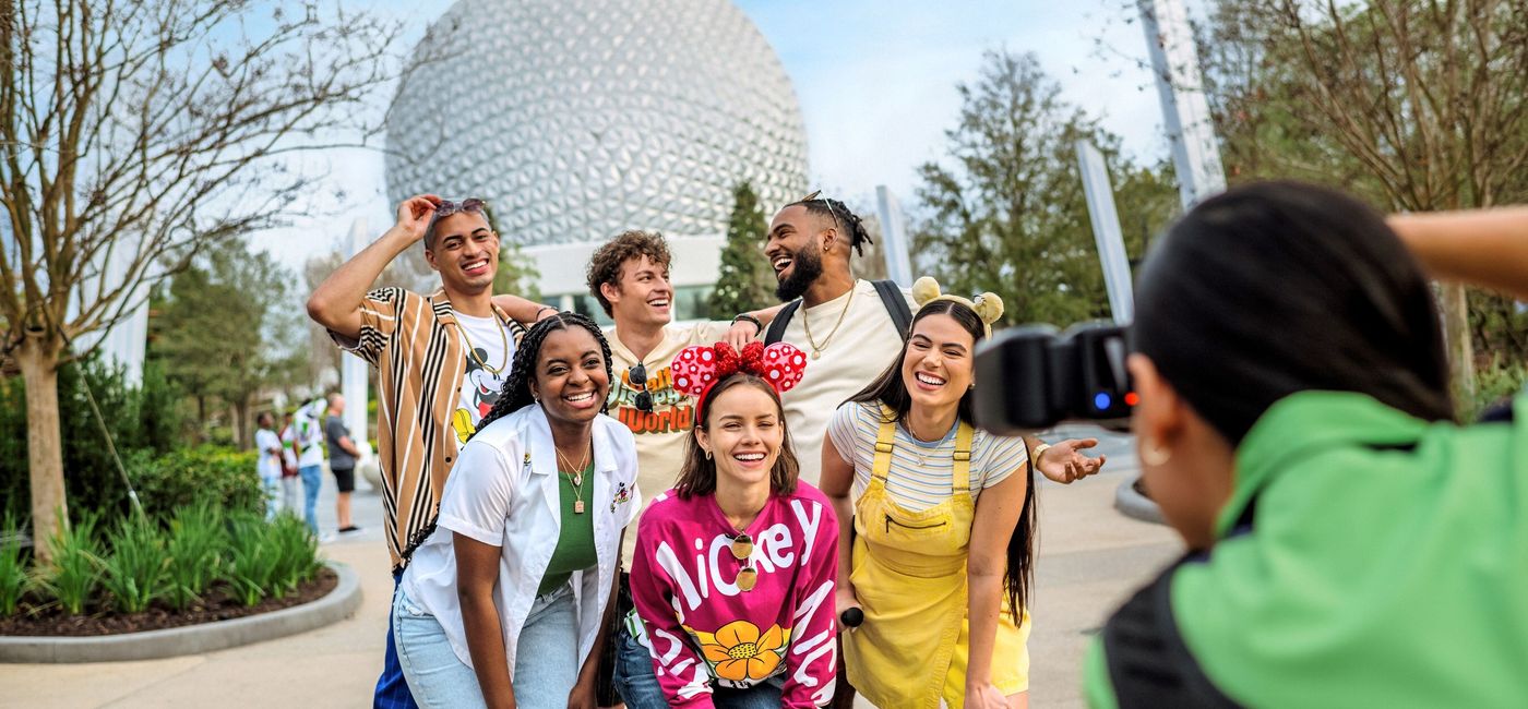 Image: A group of friends at Walt Disney World Resort's EPCOT in Orlando, Florida. (Photo Credit: Walt Disney World Resort)