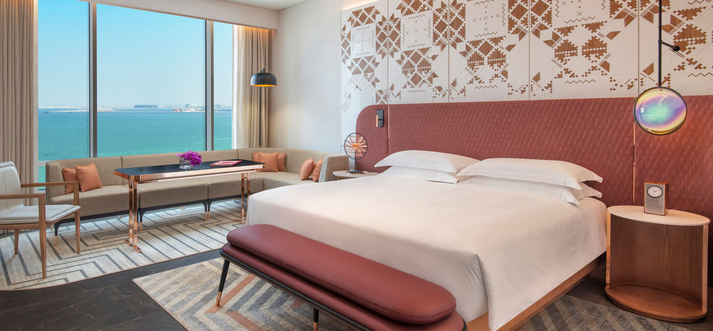 Image: A King Sea View room inside the upcoming Andaz Doha. (Photo Credit: Hyatt Hotels)