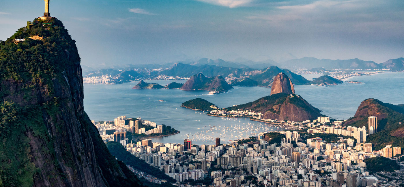 Image: Aerial view of Rio De Janeiro. Corcovado mountain with statue of Christ the Redeemer. (photo via microgen / iStock / Getty Images Plus)