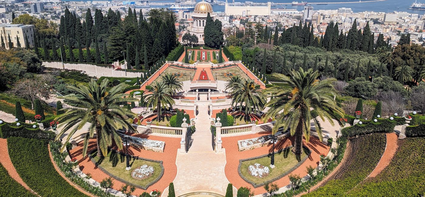 Image: The Baha’i Gardens in Haifa. (Photo Credit: Claudette Covey)