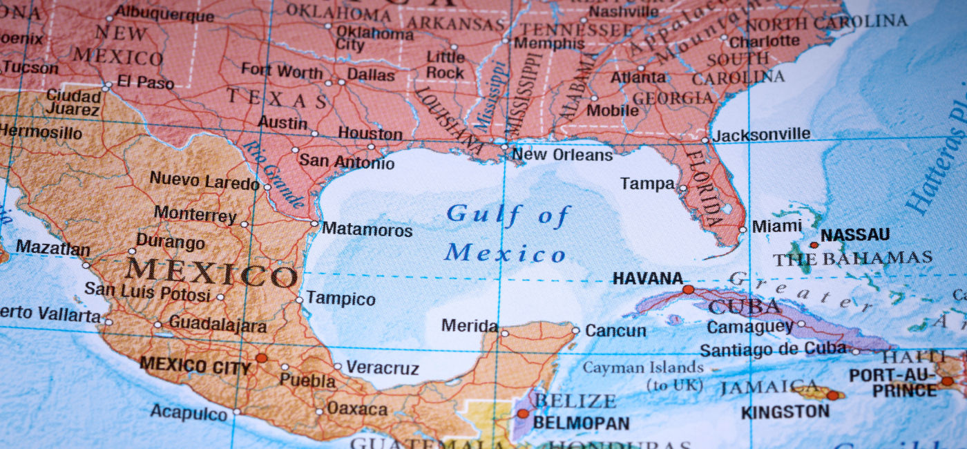 Image: The Gulf of Mexico on a map. (Photo Credit: Taras Vykhopen / Adobe Stock)