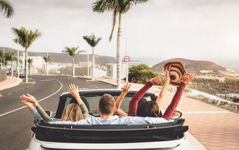 Group of young people going on a road trip.