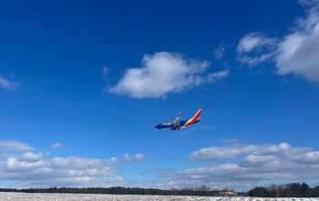 Southwest Airlines plane landing at Baltimore/Washington International Airport