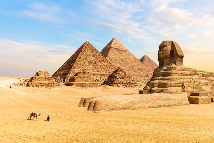 The Pyramids of Giza and the Great Sphinx, Egypt.