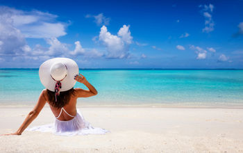 Woman enjoying a Caribbean beach