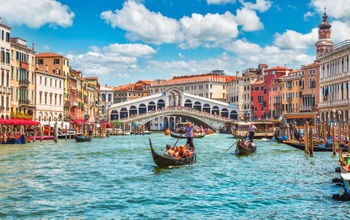 Bridge Rialto on Grand canal in Venice.