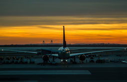 Plane parked at JFK airport in New York.