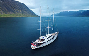 Variety Cruises&#39; Panorama at Arnafjordur in the Faroe Islands