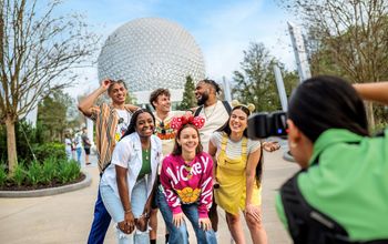 A group of friends at Walt Disney World Resort's EPCOT in Orlando, Florida.