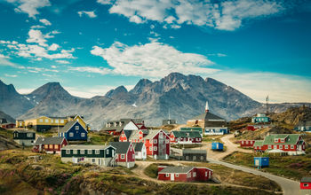 Greenland, village, mountains